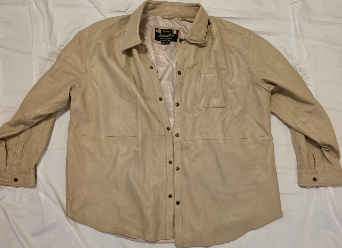 American Born Men\'s Fine Italian 100% Leather Jacket Tan Size 58 - 3-4XL American Born Men\'s Fine Italian 100% Leather Jacket Tan Size 58 - 3-4XL