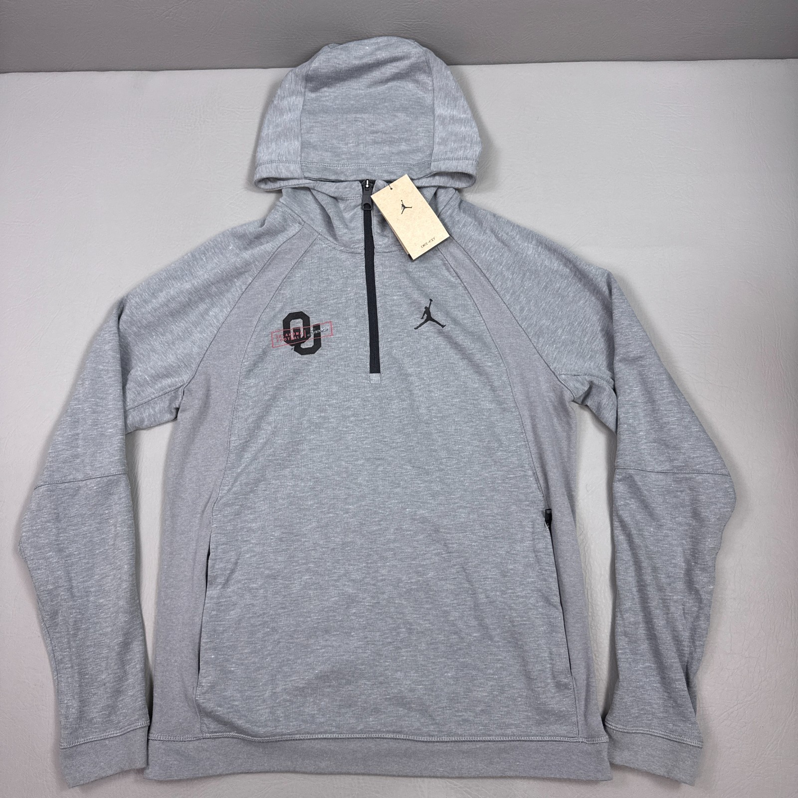 Oklahoma Sooners Hoodie Mens Medium Gray Jordan Jumpman Pullover Football SEC