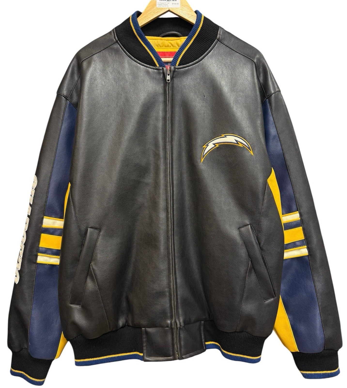 Vintage NFL San Diego Chargers Faux Leather Varsity Jacket Men’s XL