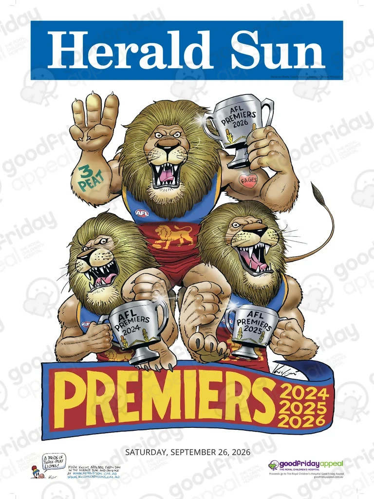 2026 AFL Premiers Brisbane Lions Photo Poster LAMINATED