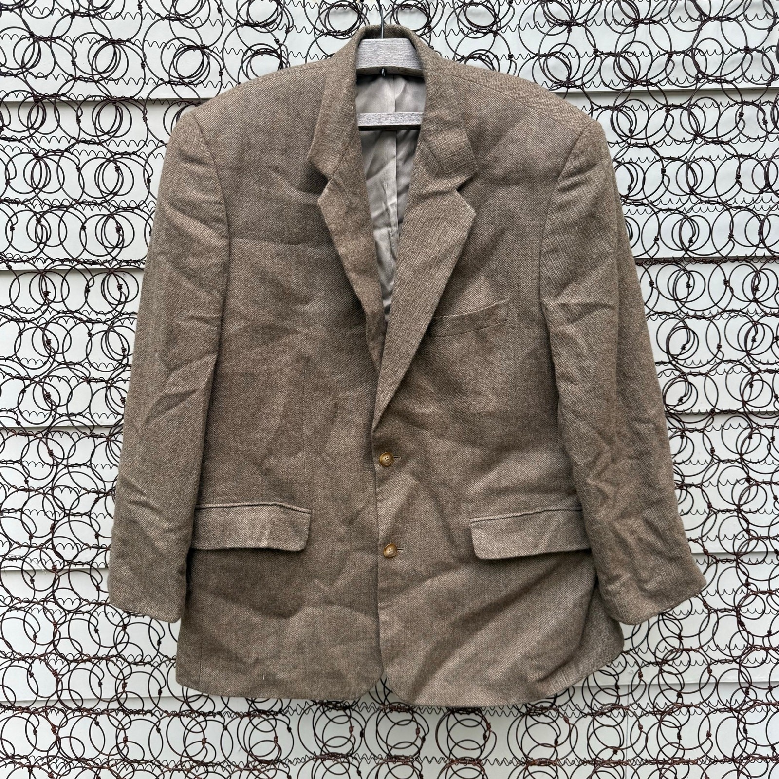Vintage L.L. Bean Brown Herringbone Sport Coat Blazer Wool Cashmere 46R Vintage L.L. Bean Brown Herringbone Sport Coat Blazer Wool Cashmere 46R