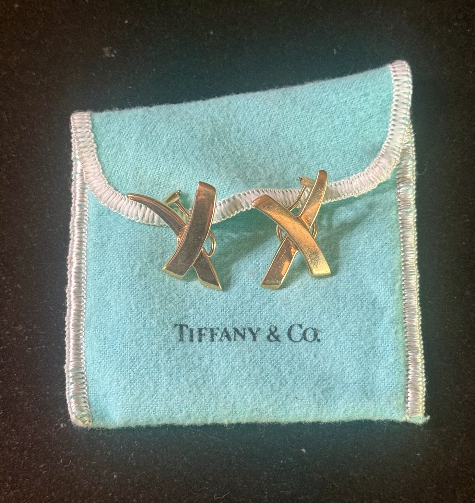 Tiffany & Co 18K Gold Paloma Picasso Graffiti “X” Earrings large