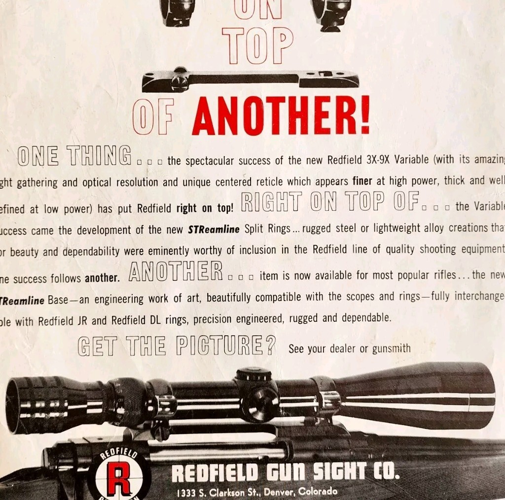 1963 Redfield Gun Sight Co Scopes 3X-9X Variable Advertisement Hunting DWLL11