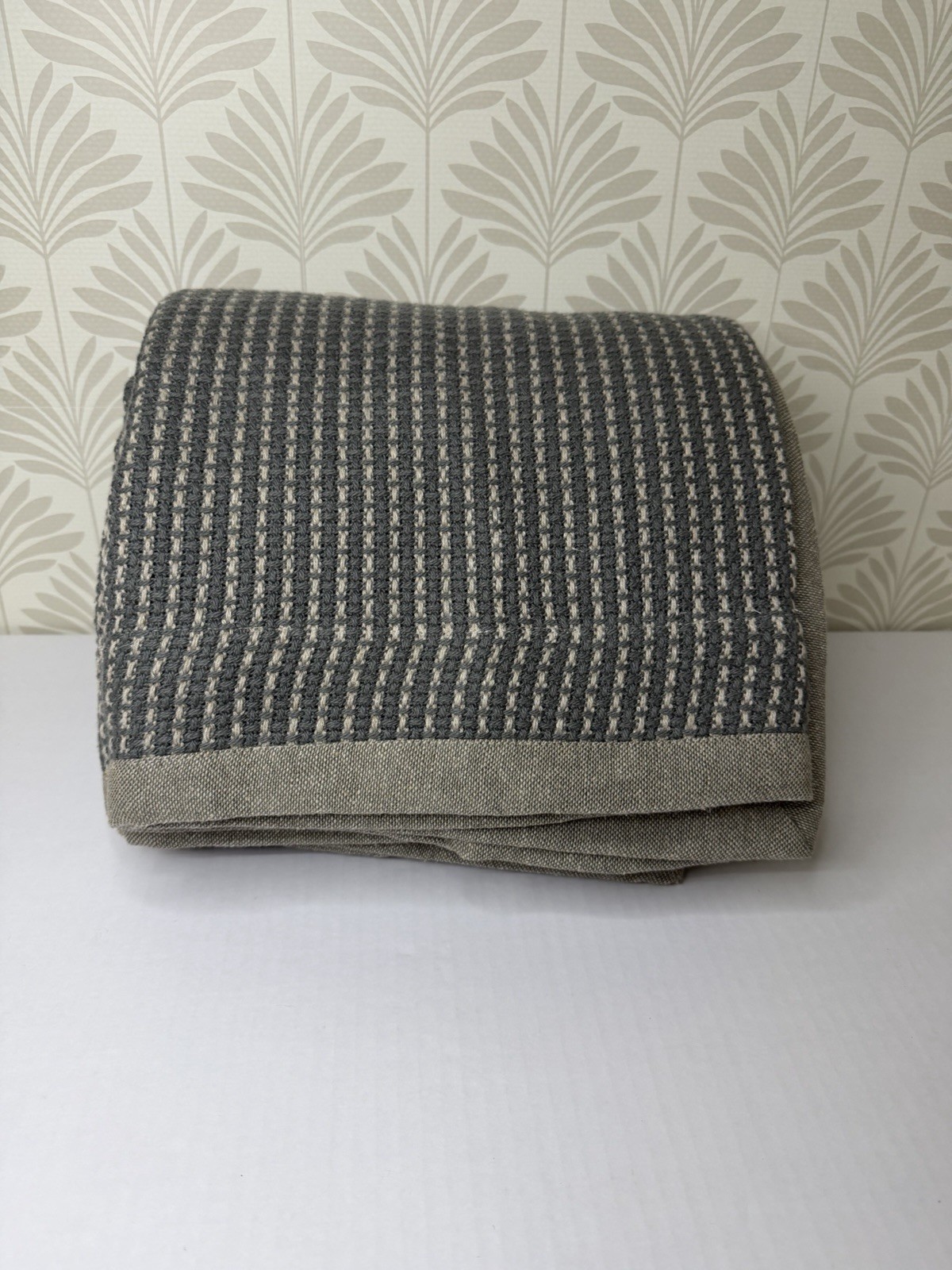 West Elm Two-Tone Cotton Linen Blanket NWOT Aegean Full/Queen
