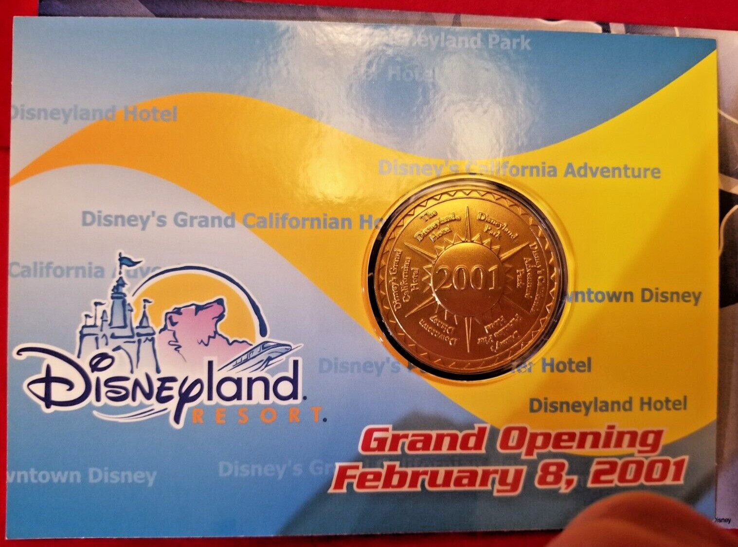 Disney Grand Opening Disneyland Resort ~Commemorative Medallion February 8, 2001