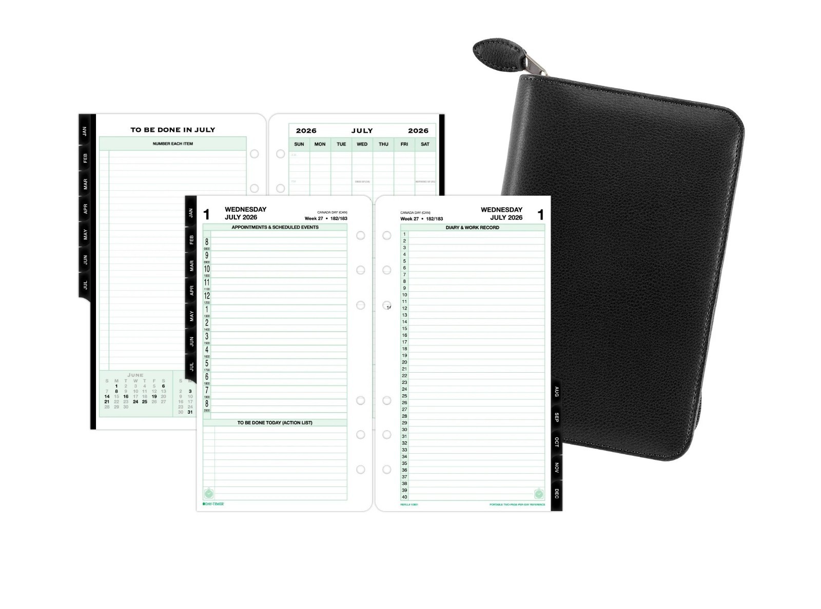 Day-Timer Jul26-Jun27, 2PPD Leather Planning Bundle, Portable, 3.75x6.75\