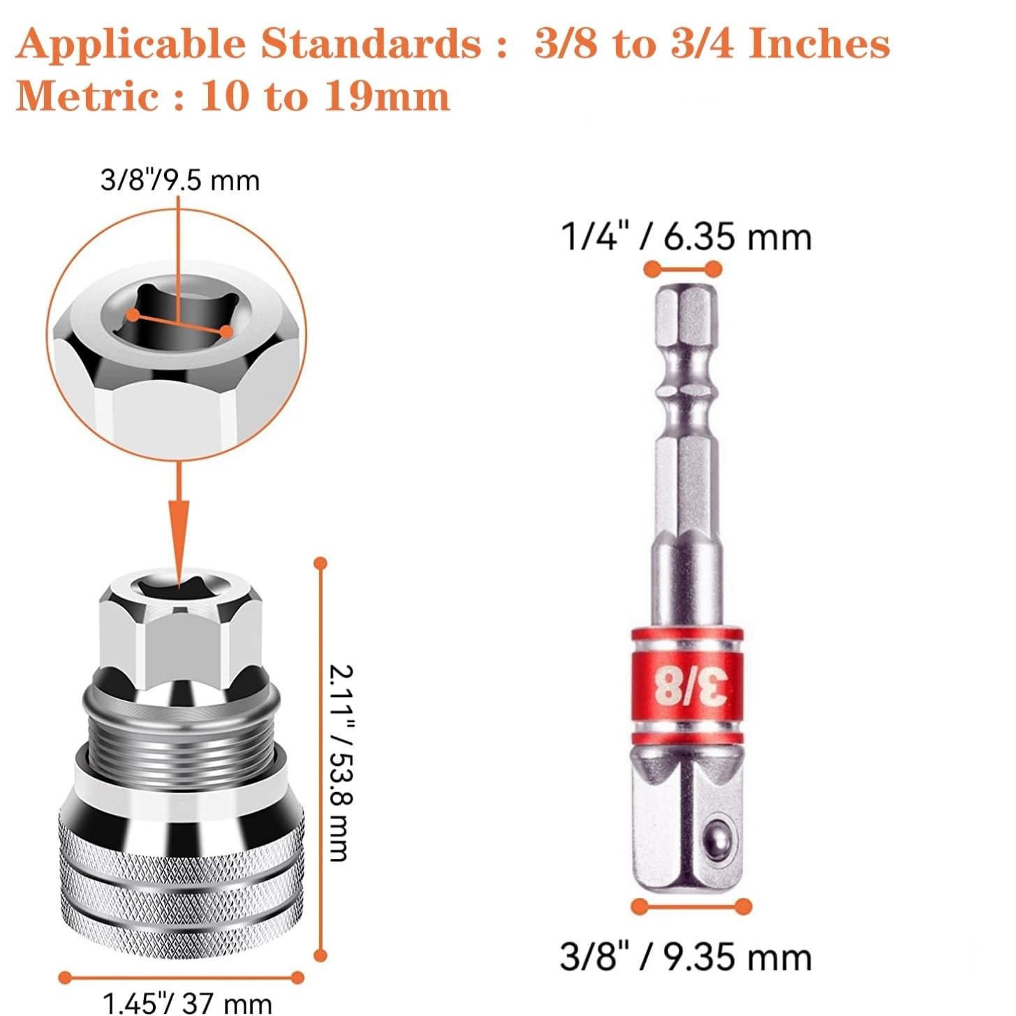 Universal Adjustable Socket Wrench 10-19mm 3/8