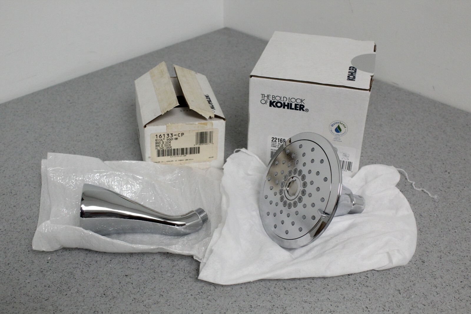 Kohler 22169-G-CP Forte Multi-Function Shower Head &16133-CP Revival Shower Arm Kohler 22169-G-CP Forte Multi-Function Shower Head &16133-CP Revival Shower Arm