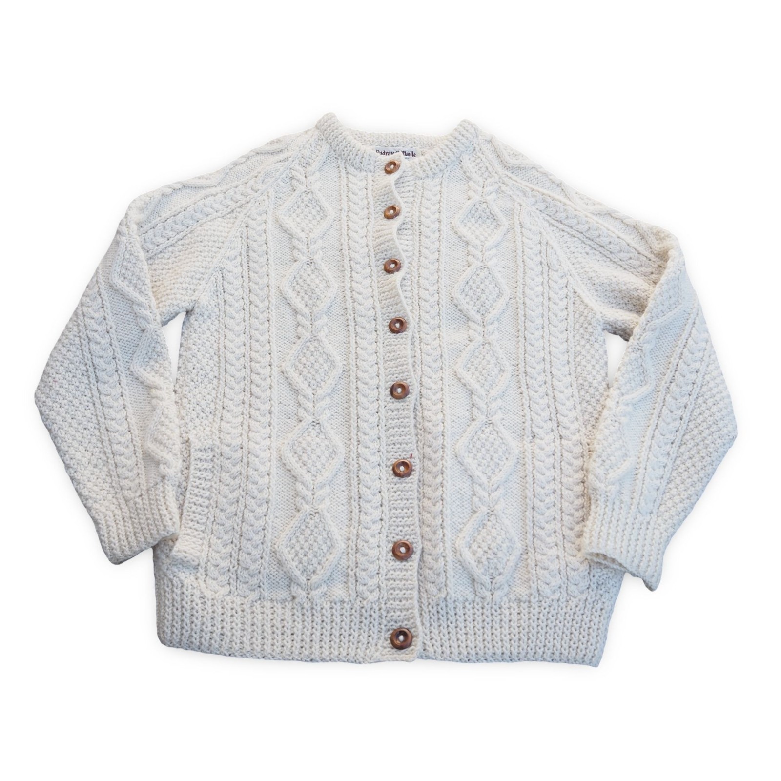 Pádraic O\'Maille Traditional Wool Aran Cardigan Women\'s L / XL Made in Ireland