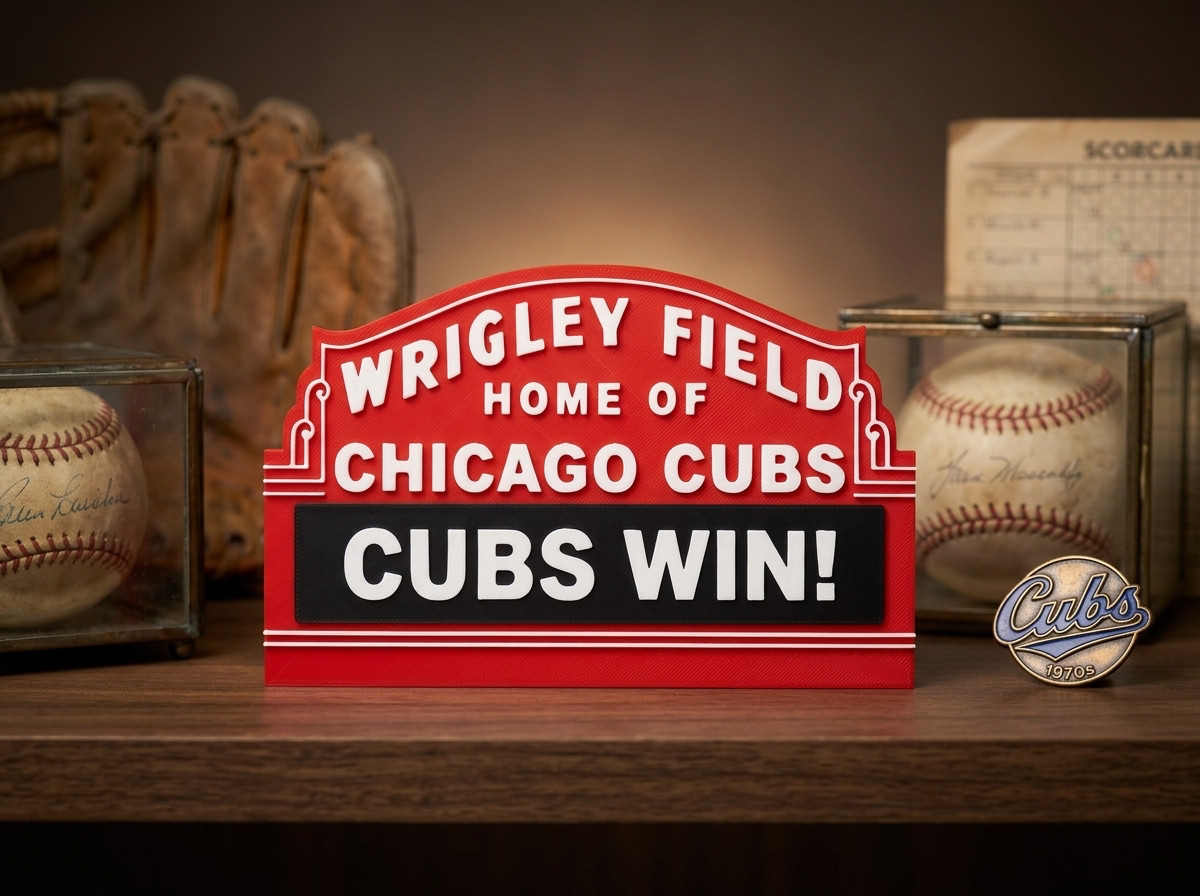 Chicago Cubs Wrigley Field Marquee Cubs Win 3D Printed Wall Shelf Desk Sign