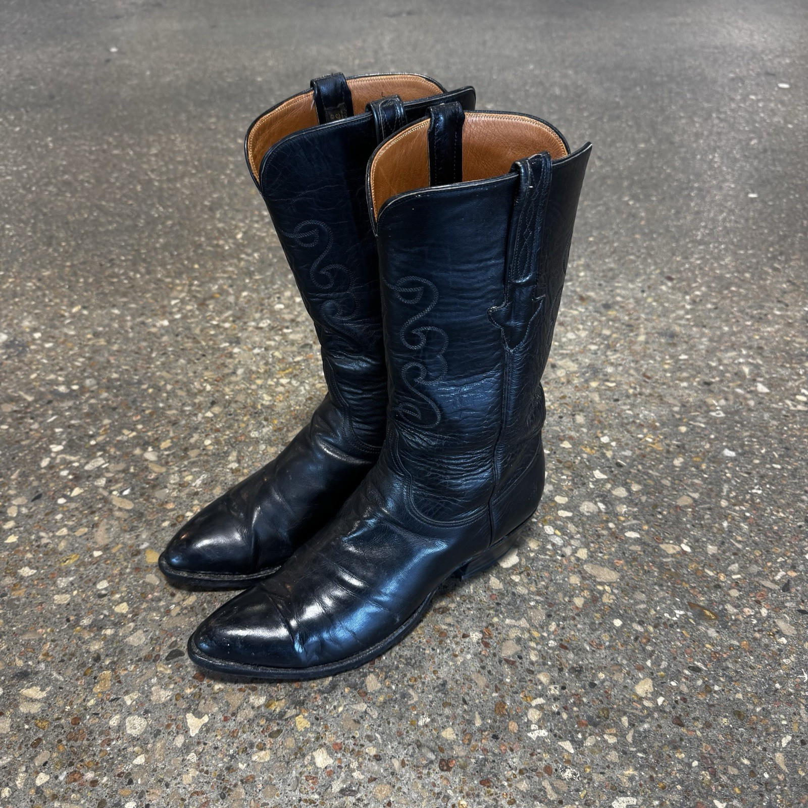 Vintage Lucchese San Antonio Boots Mens Black Leather Made In USA 9.5 E Vintage Lucchese San Antonio Boots Mens Black Leather Made In USA 9.5 E