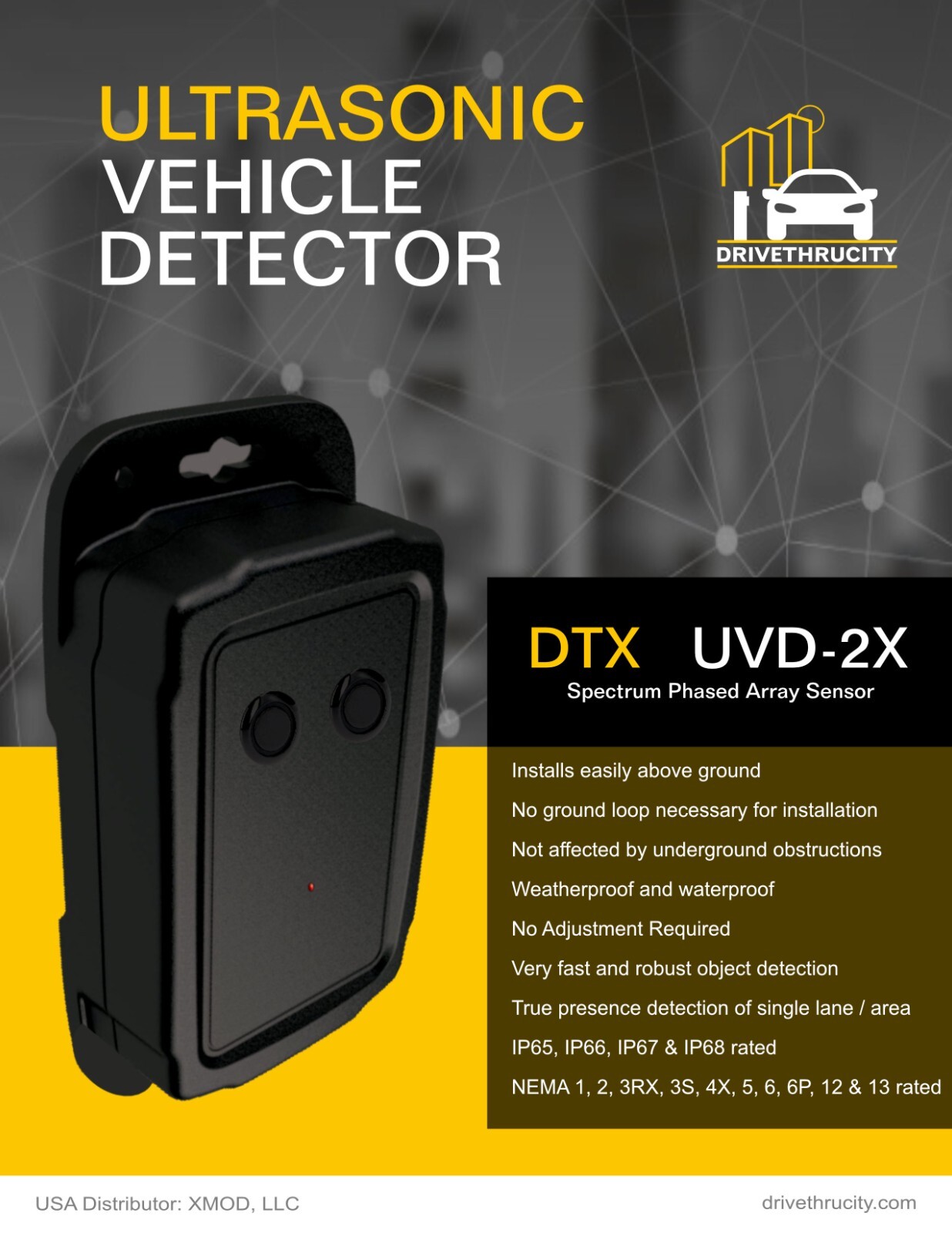 DRIVE THRU Ultrasonic Vehicle Detector Car Sensor Loop for Headset HME 3M G5 PAR