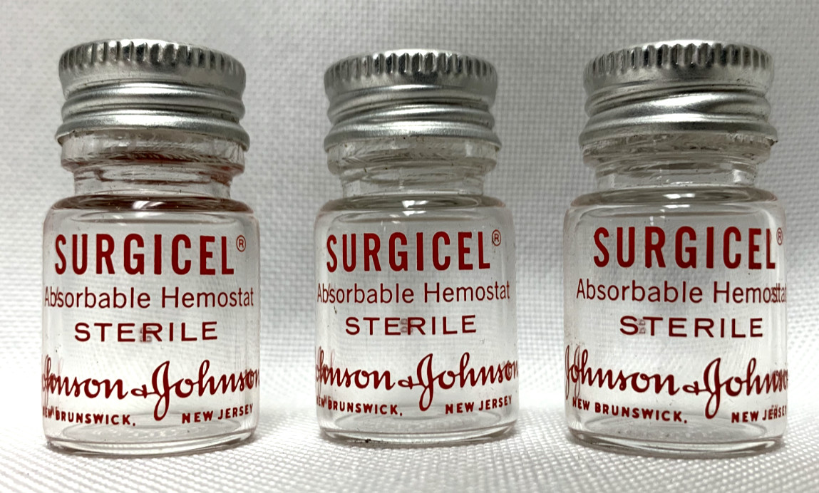 3 Vintage Johnson & Johnson Surgical Absorbable Hemostat Mini Glass Bottles Jars 3 Vintage Johnson & Johnson Surgical Absorbable Hemostat Mini Glass Bottles Jars