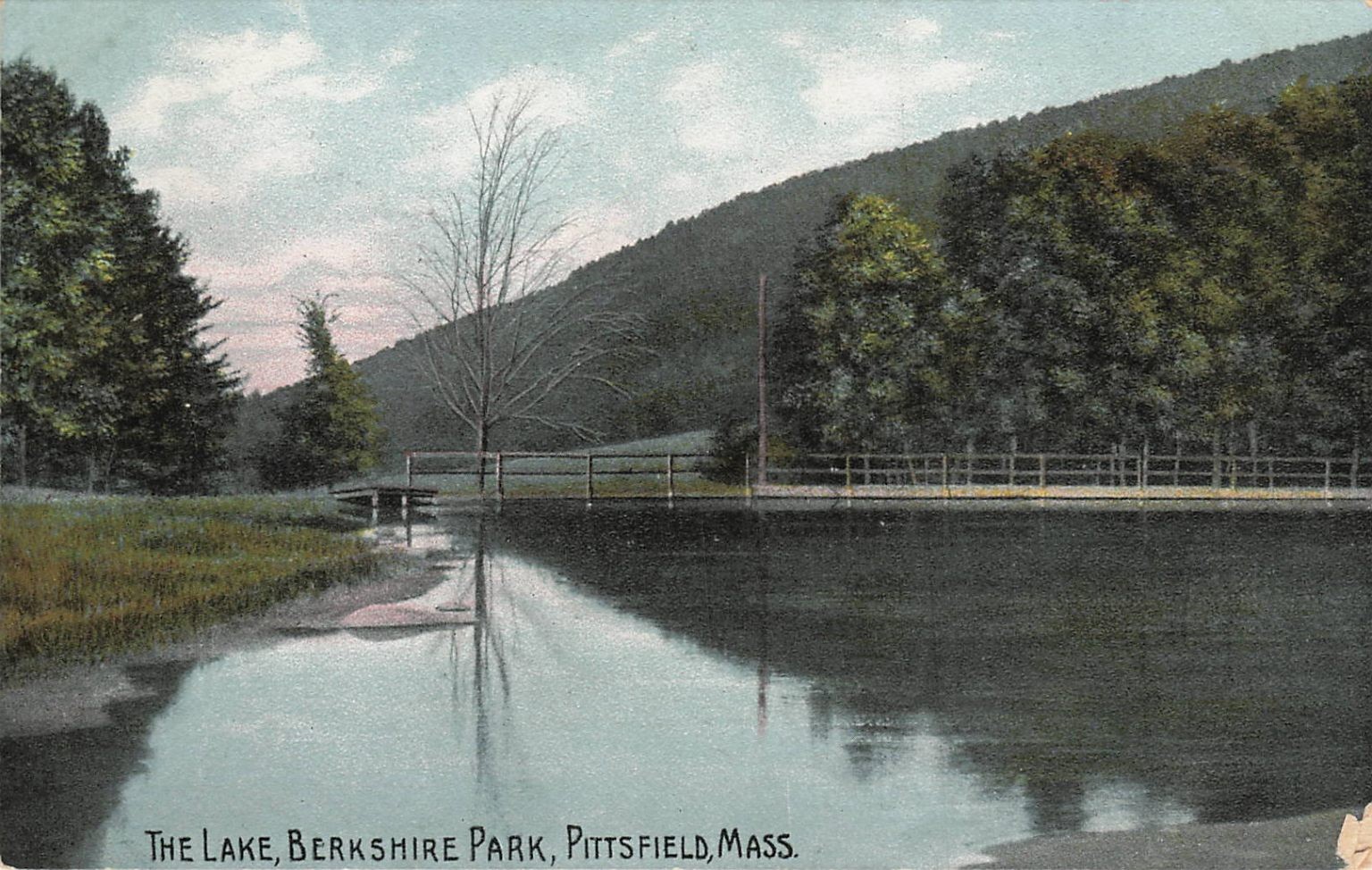 Pittsfield, MA Berkshire Park Lake American News Co. Litho-Chrome Postcard