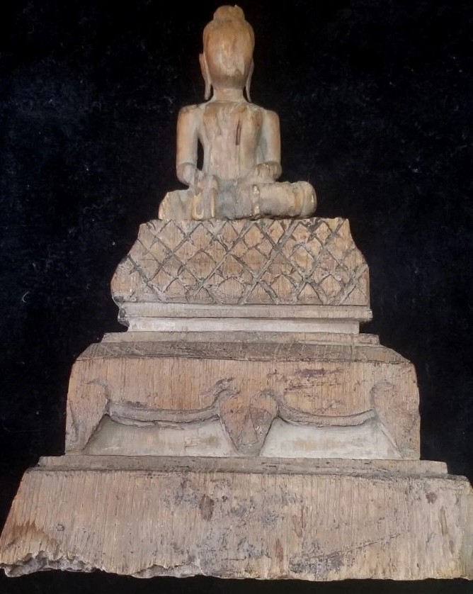 Antique 17th Century Ayutthaya Thai Wood Buddha Deity W/Leonard Kaplan Provenanc