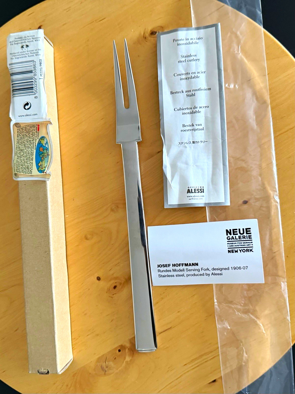 Alessi Rundes Modell Serving Fork 18/10 Stainless Steel Silver 11.5in MAK