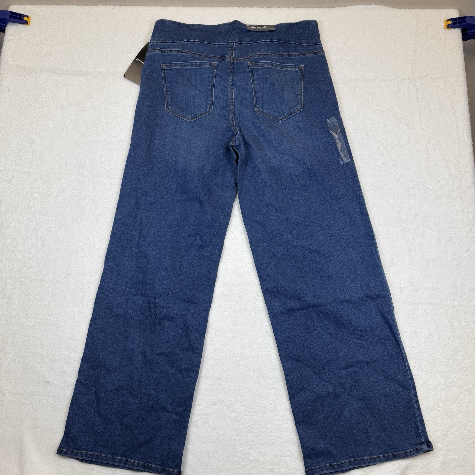 Bandolino Theadora Tummy Toner Pull On Wide Leg Jeans Womens 16 Blue Stretch New