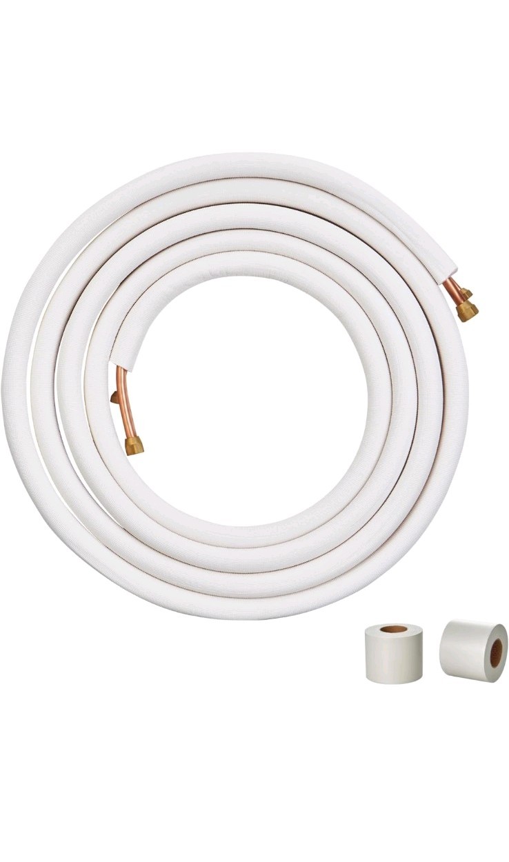 VEVOR 25ft Mini Split Line Set 3/8 5/8 OD AC Copper PE Insulated Flare Fittings
