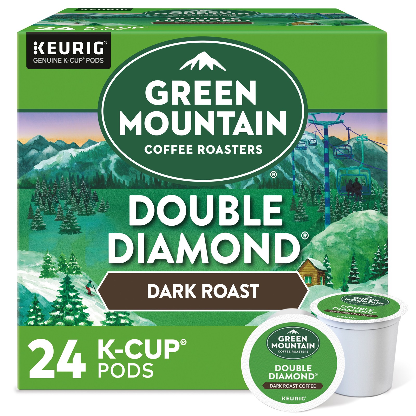 Green Mountain Coffee Double Diamond, K-Cup pods, Dark Roast Coffee, 24 Count