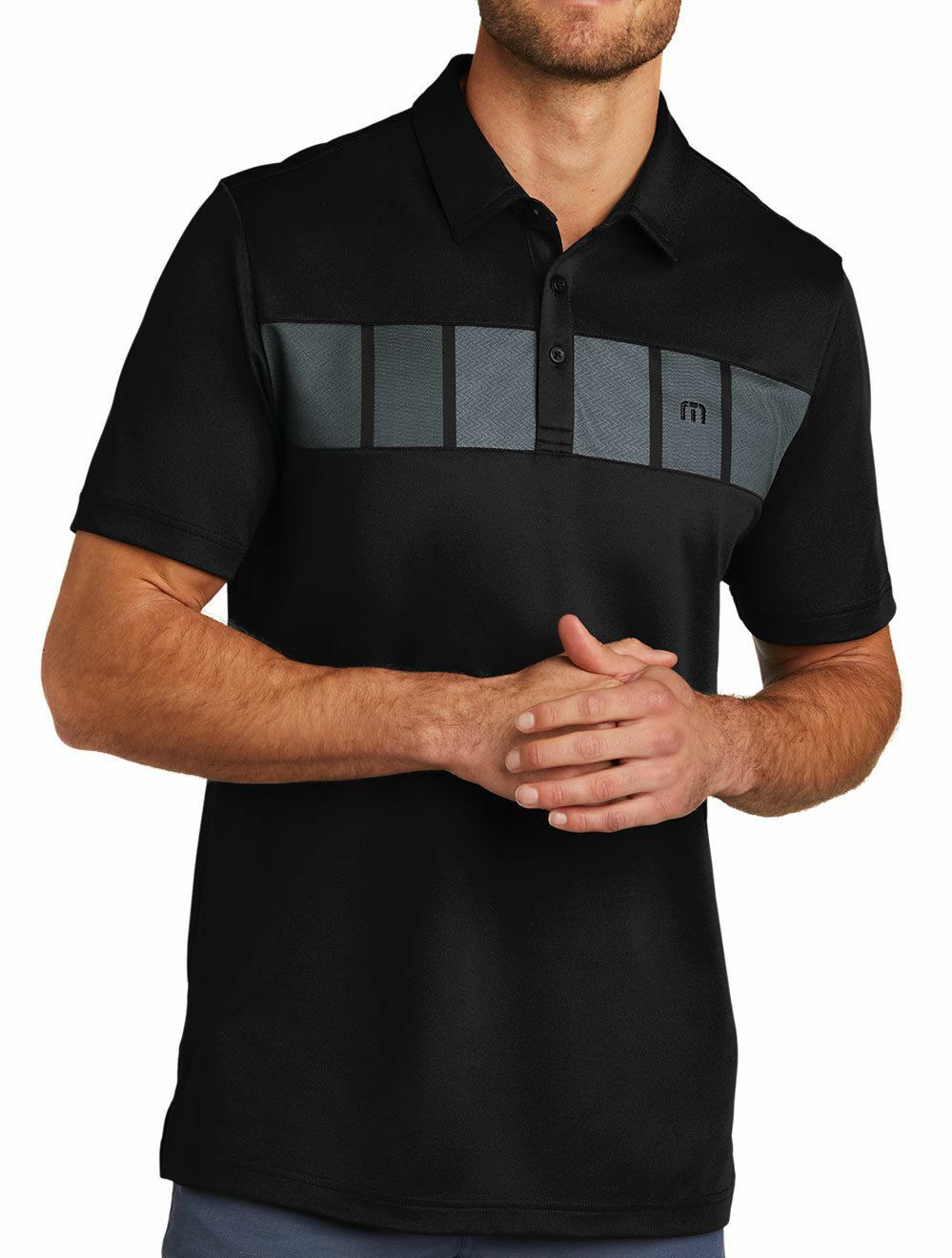 Travis Mathew Cabana Polo Black w/ Chest Stripes Golf *BRAND NEW* TravisMathew