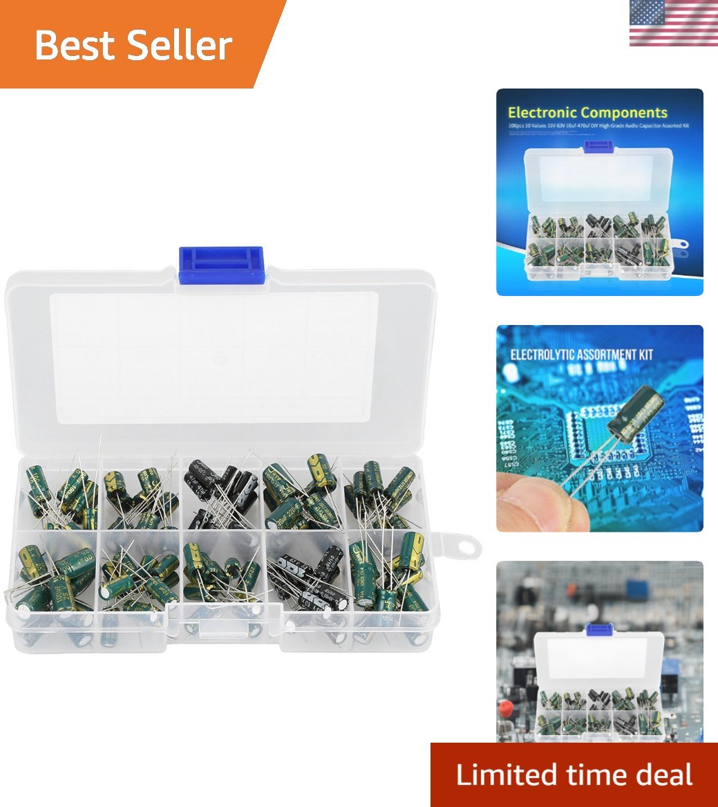 100pcs DIY High Grade Audio Capacitor Assorted Electrolytic Capacitors Kit 10...