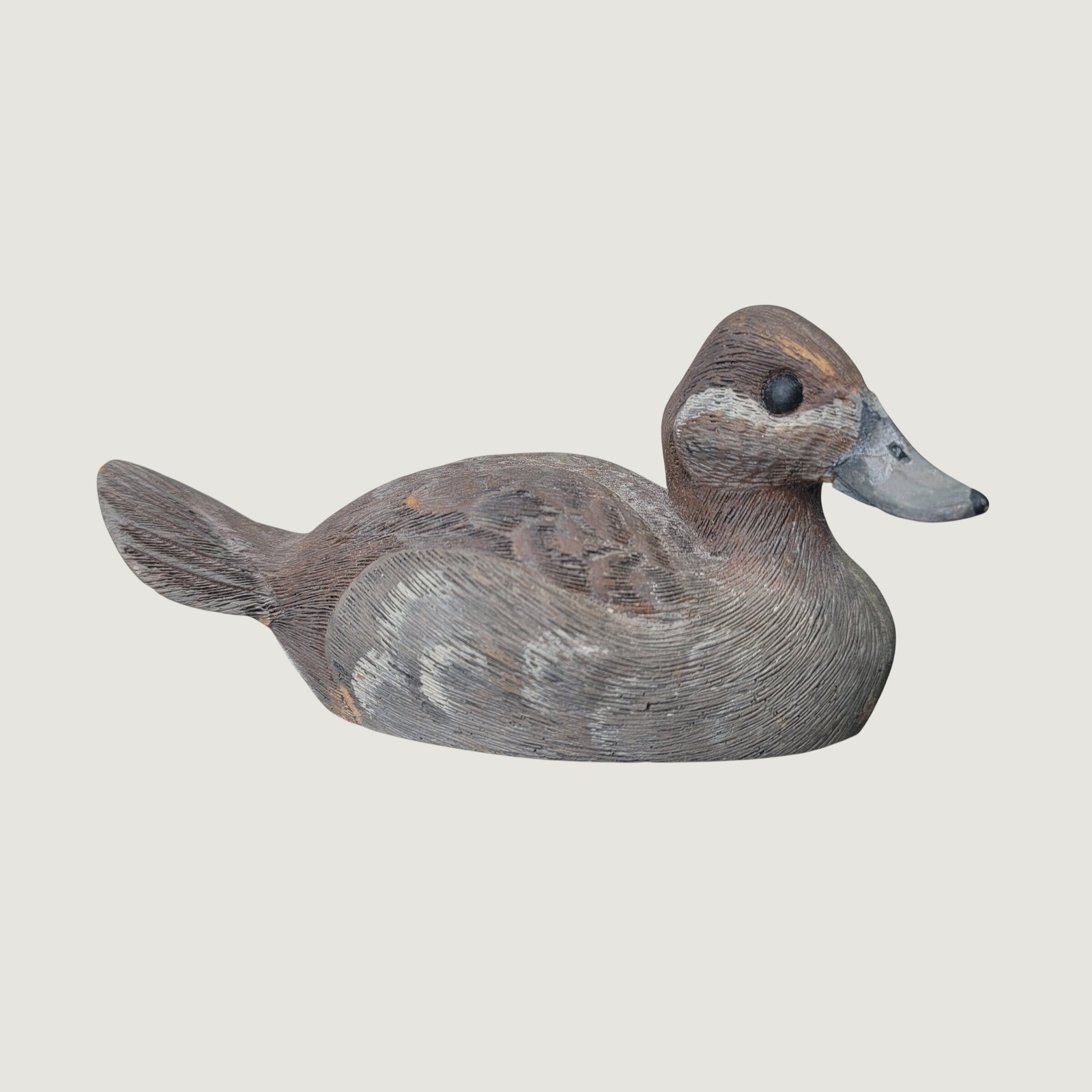 Vintage J.R. Thomas Hand Carved Wood Teal Duck Decoy Figurine 1983 Signed