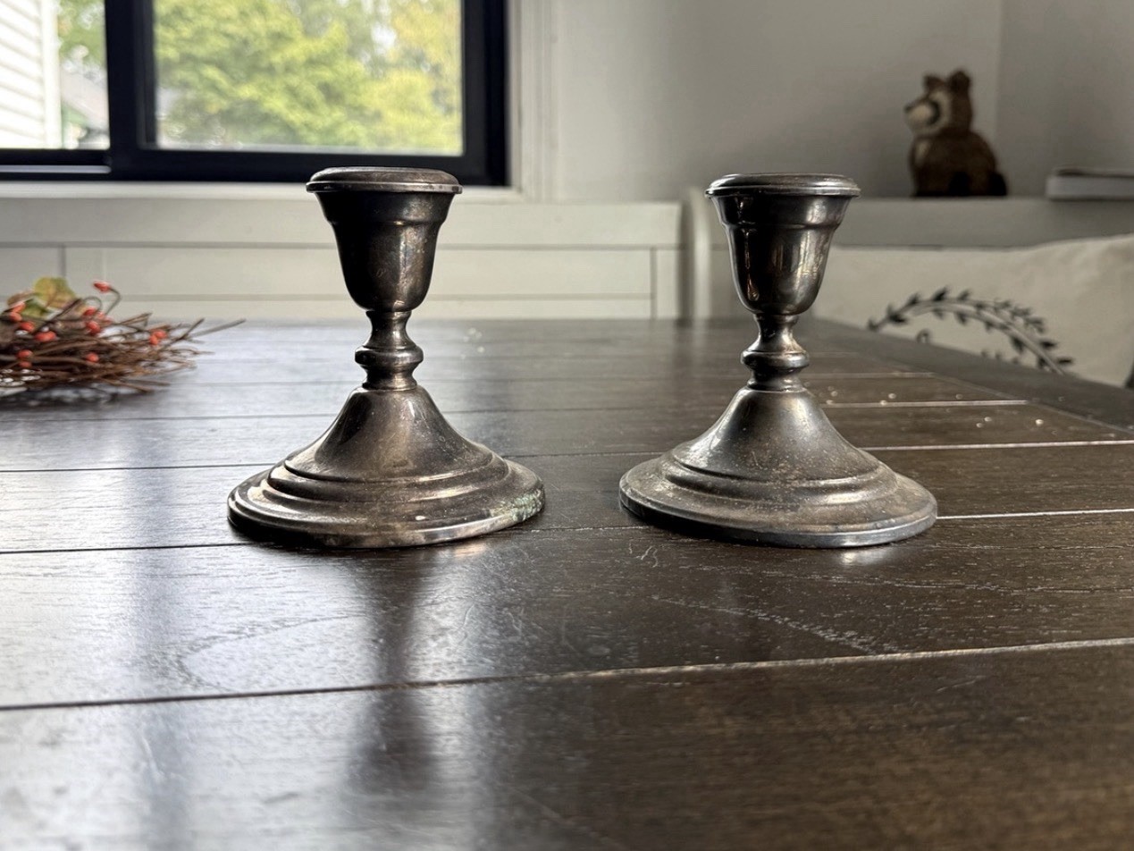 Beautiful vintage pair of Gorham silver-plated candlestick holders, Model YC3000