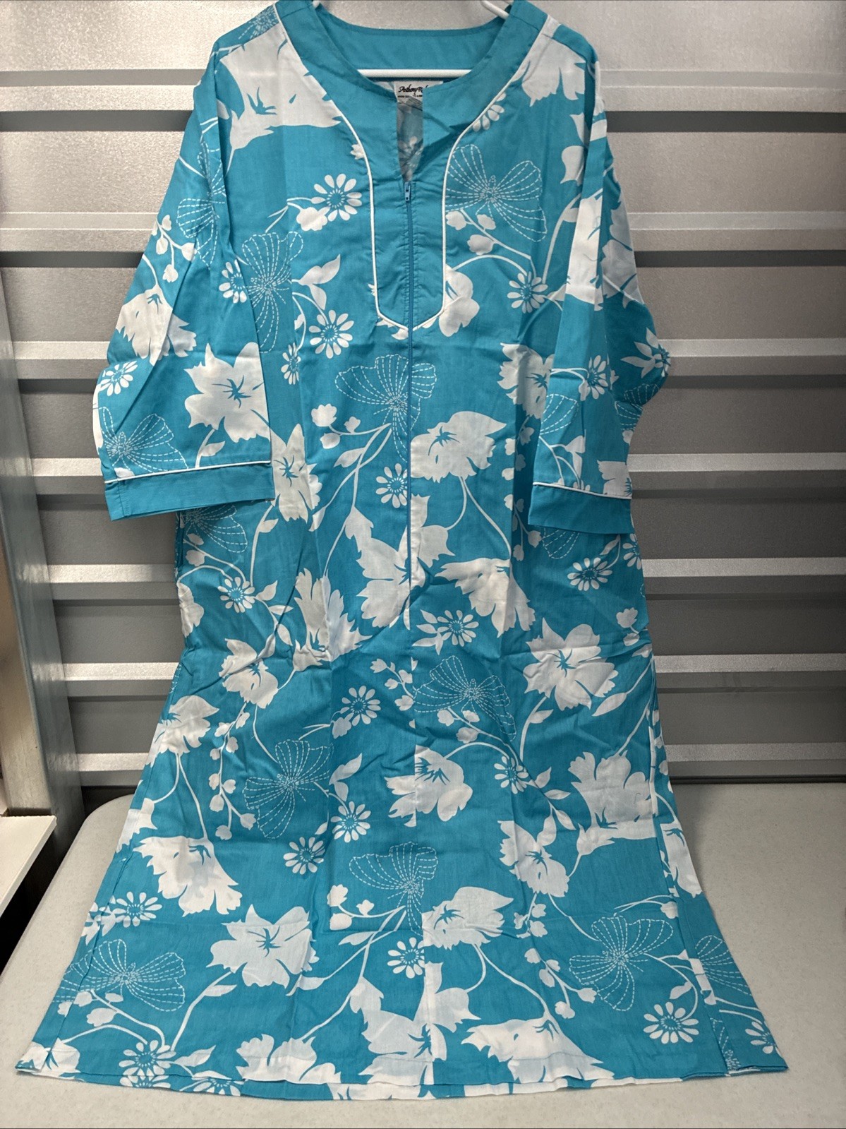 Anthony Richards Floral House Dress Lounger MuuMuu Hawaiian 2XL Blue