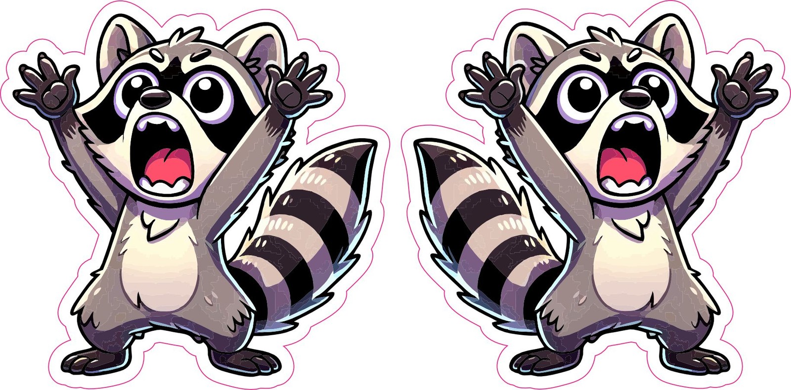 StickerTalk Cartoon Raccoon Vinyl Stickers 3x3 inches Sheet of 2