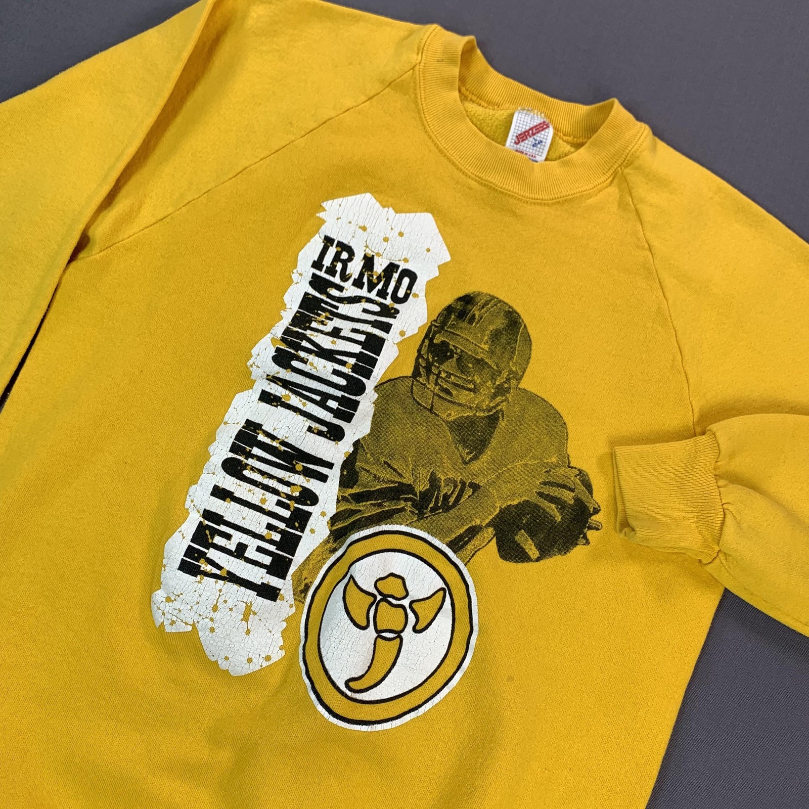 Vintage Irmo SC Yellow Jackets Sweatshirt Men LG Yellow Football Jerzees USA
