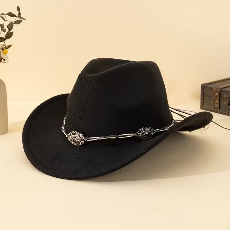 Western Cowboy Cowgirl Hat Braided Concho Band Wide Brim Rodeo Festival Western Cowboy Cowgirl Hat Braided Concho Band Wide Brim Rodeo Festival