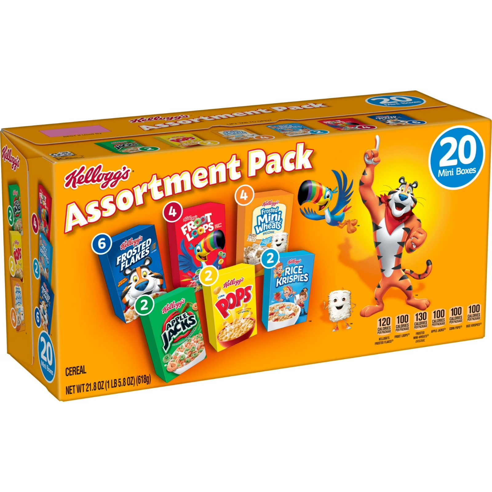 Kellogg\'s Assortment Pack Variety Pack Breakfast Cereal Box, 21.8 oz - 20 Ct Kellogg\'s Assortment Pack Variety Pack Breakfast Cereal Box, 21.8 oz - 20 Ct