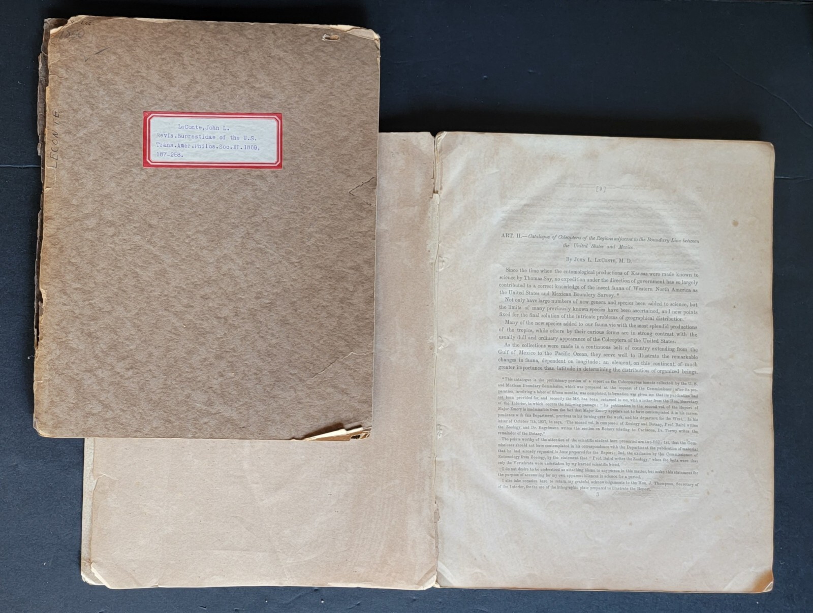 Two 19th C Entomology Articles John LeConte ❦ Coleoptera 1858 & Buprestidae 1859