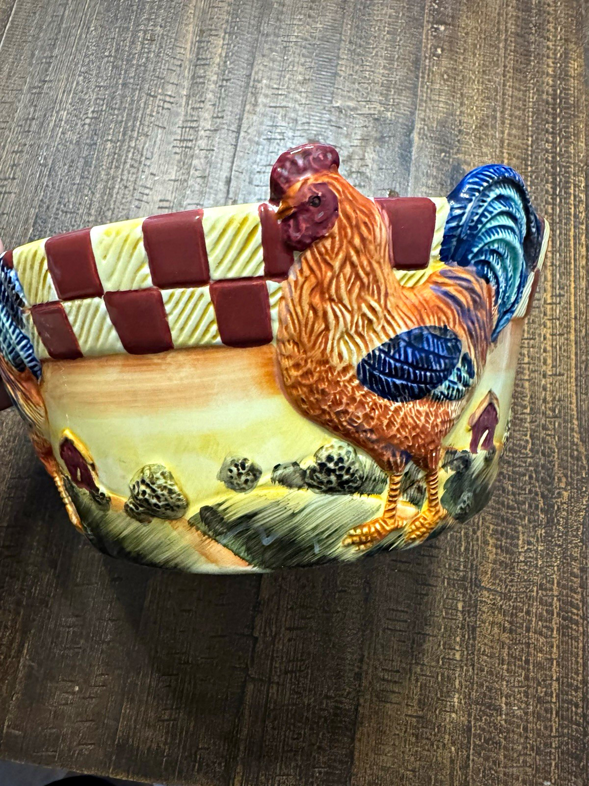 Vigor TW Embossed Rooster Ceramic Salad/Fruit Bowl 10\ Vigor TW Embossed Rooster Ceramic Salad/Fruit Bowl 10\
