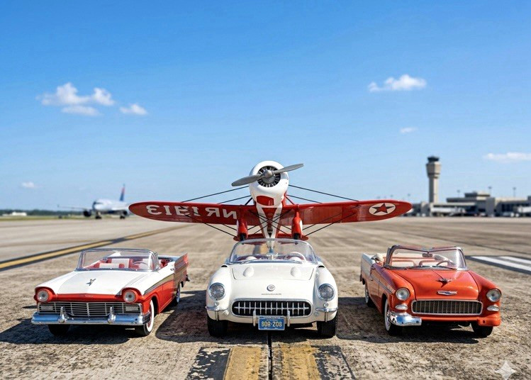 Vintage Franklin Institute Classic Cars & Texaco WWI Propeller Plane 