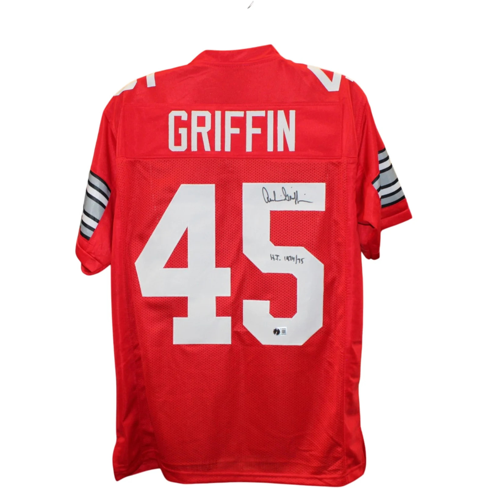 Archie Griffin Autographed Ohio State Buckeyes Jersey Red 74/75 HT BASW 58512