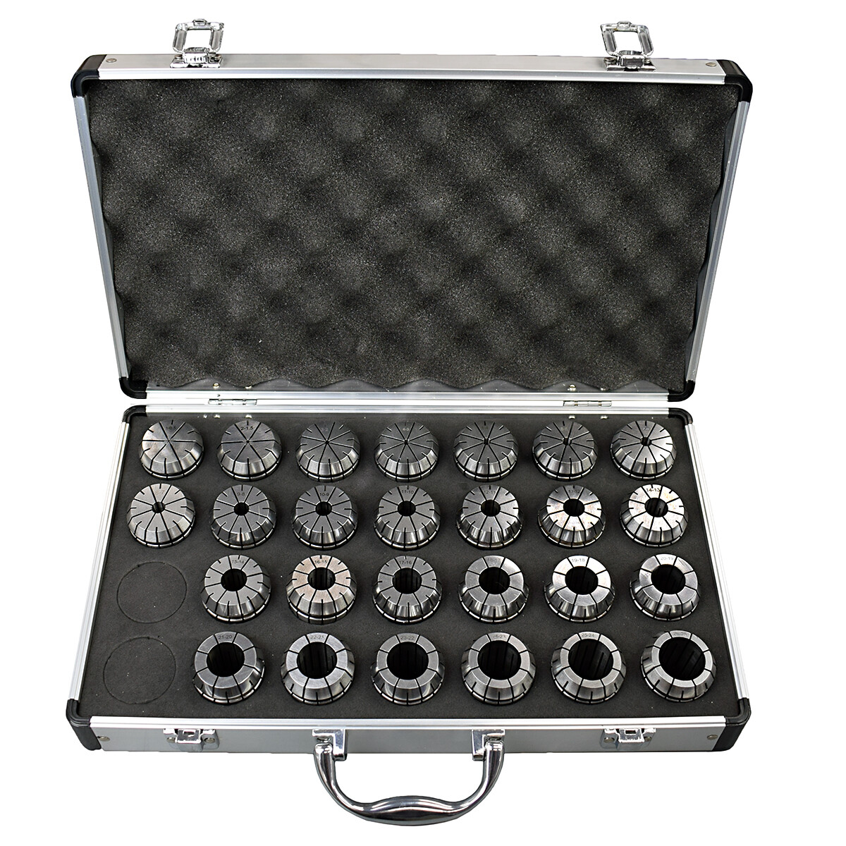 26PC. PRECISION METRIC ER-40 COLLET SET w/CASE, 1MM TO 26MM 
