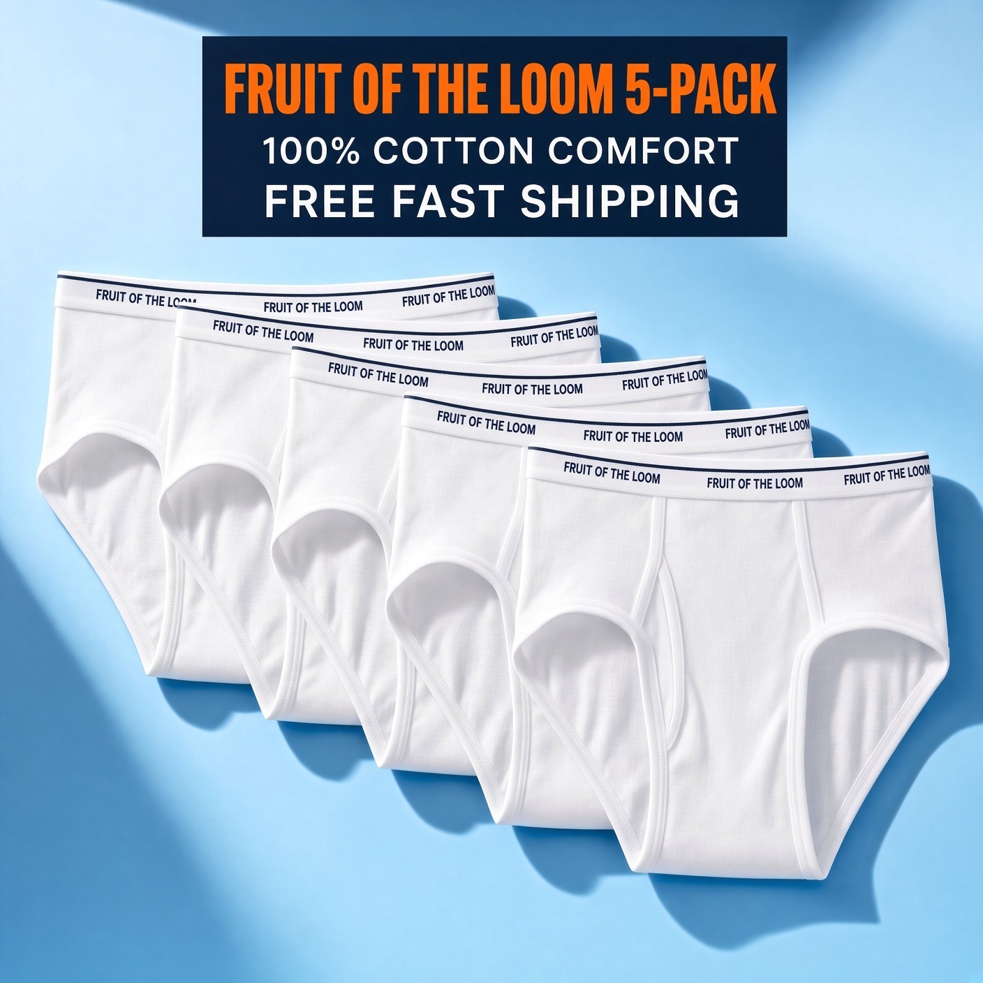 Fruit of the Loom Men\'s White Briefs Underwear, 5 Pack, Sizes S-5XL Fruit of the Loom Men\'s White Briefs Underwear, 5 Pack, Sizes S-5XL