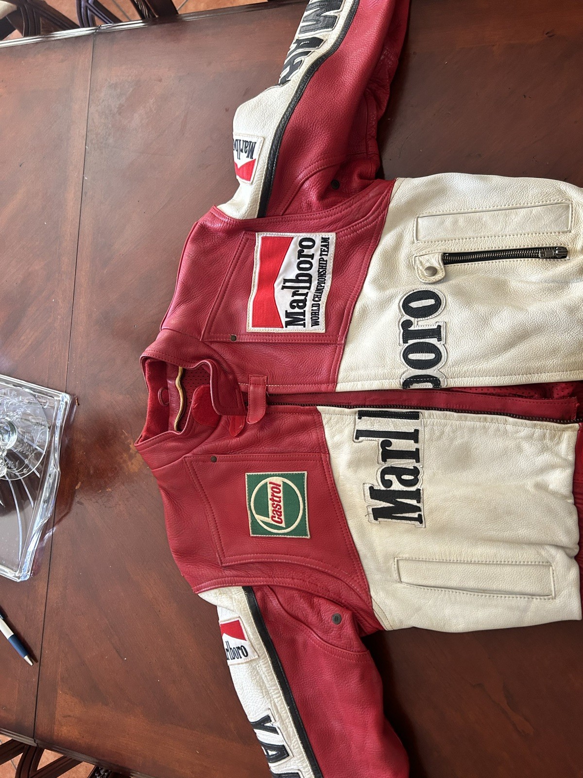 Vintage Marlboro Leather Jacket Yamaha Japanesse 1970\'s 1980\'s Rare Plicana 