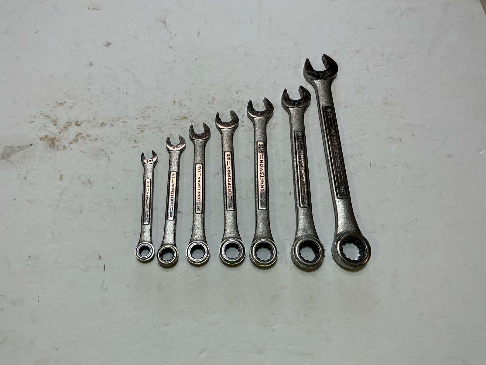 Vtg Craftsman 7 pc ratcheting combination wrench set SAE 5/16