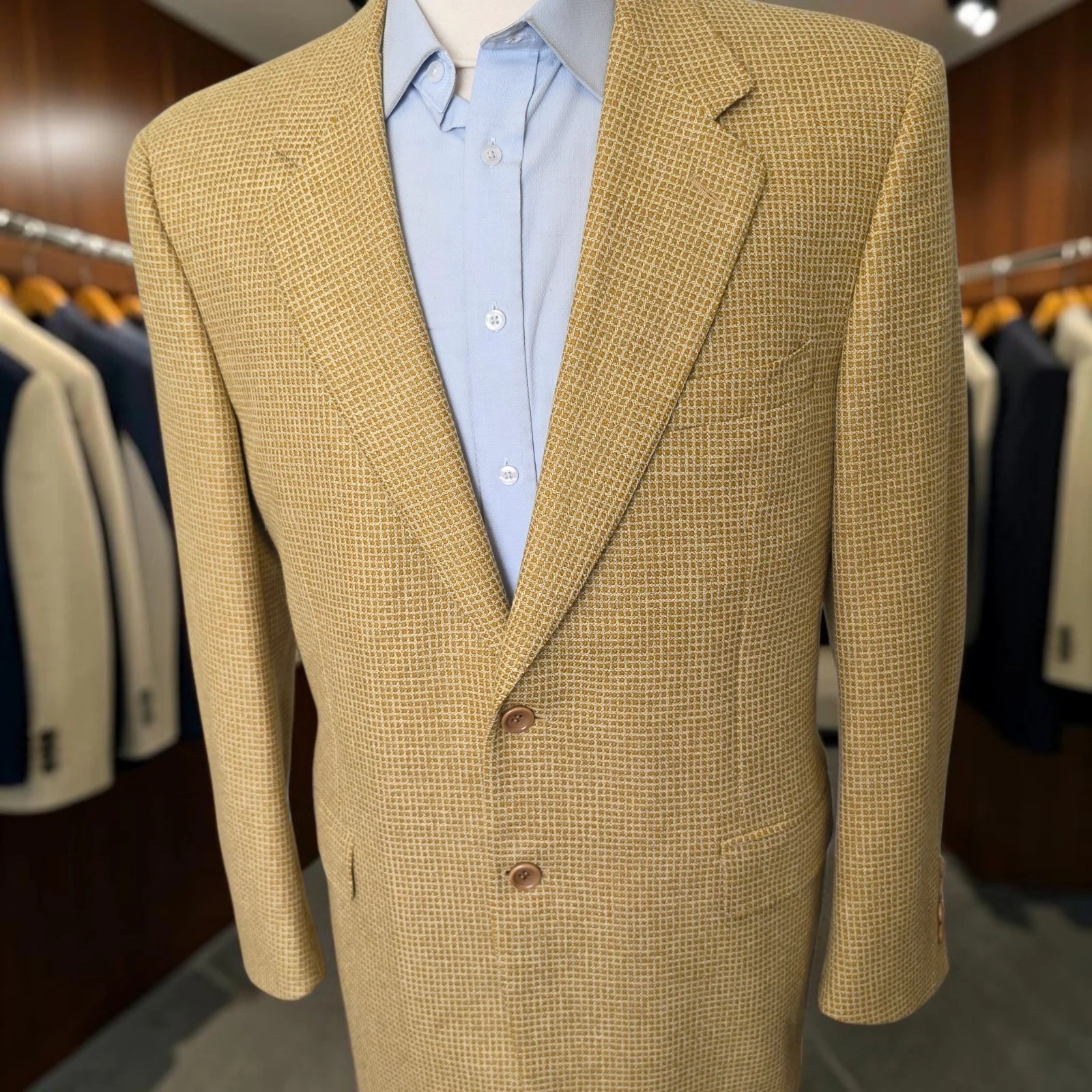 Vintage Canali Blazer 42r 52it  Full Canvas Geometric Basketweave Virgin Wool