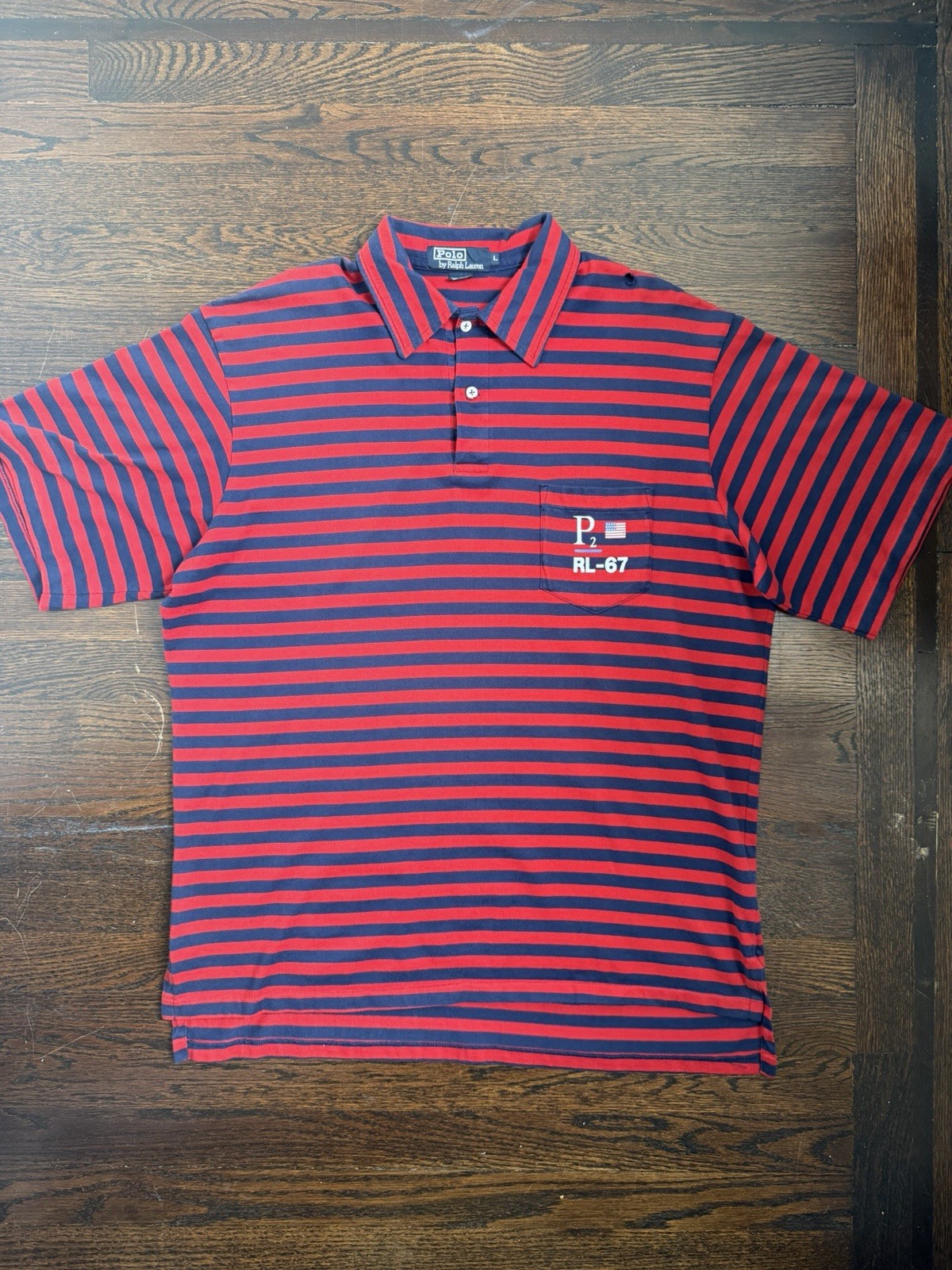 Vintage Polo Ralph Lauren Short Sleeve P2 RL-67 Polo Shirt Men\'s Large Rare RL