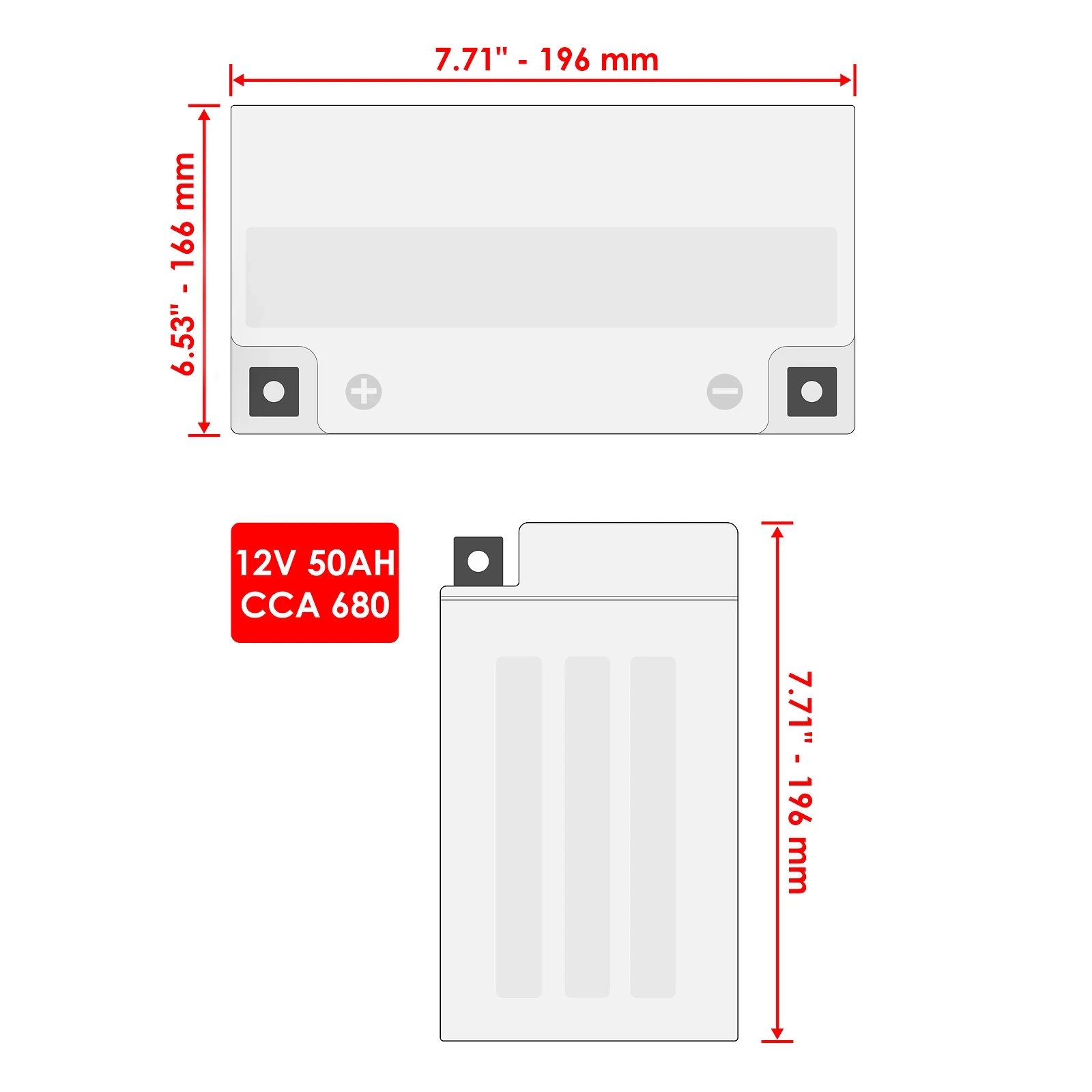 Caltric 26012-0619 AGM Battery for Kawasaki Mule KAF820 Pro-FX 12V 50Ah 680 CCA