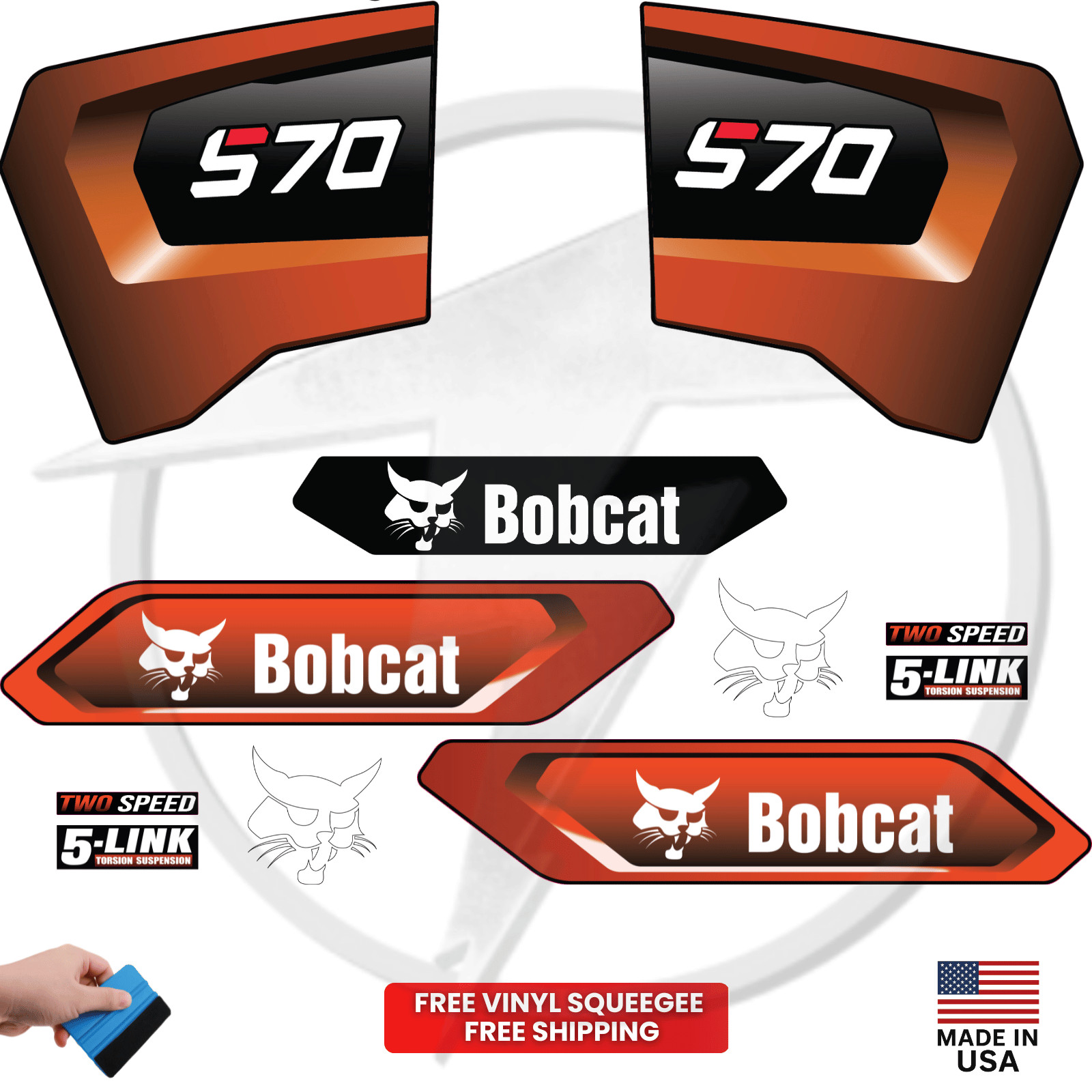 Fits Bobcat S70 Main Decals Skid Steer Stickers -  - 3M Vinyl