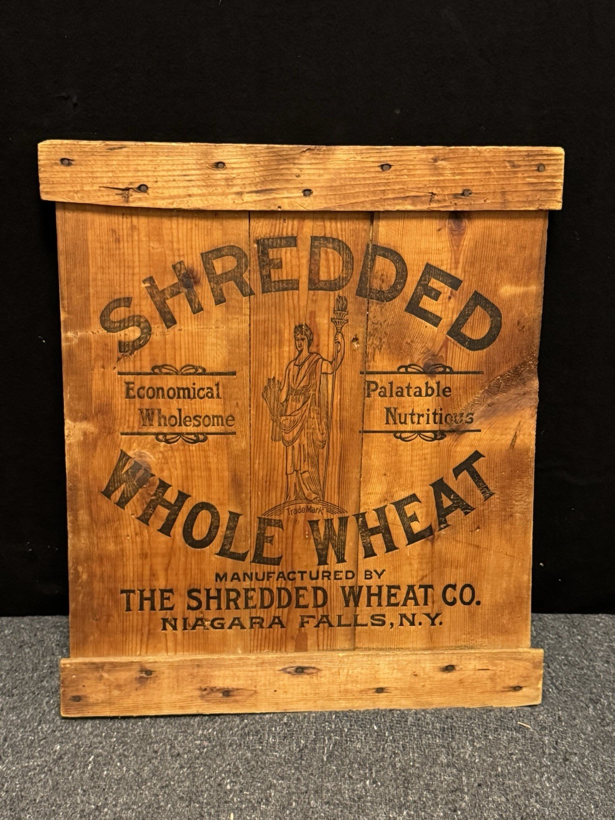 Vintage Wooden Advertising Panel Shredded Whole Wheat Niagara Falls, NY Vintage Wooden Advertising Panel Shredded Whole Wheat Niagara Falls, NY