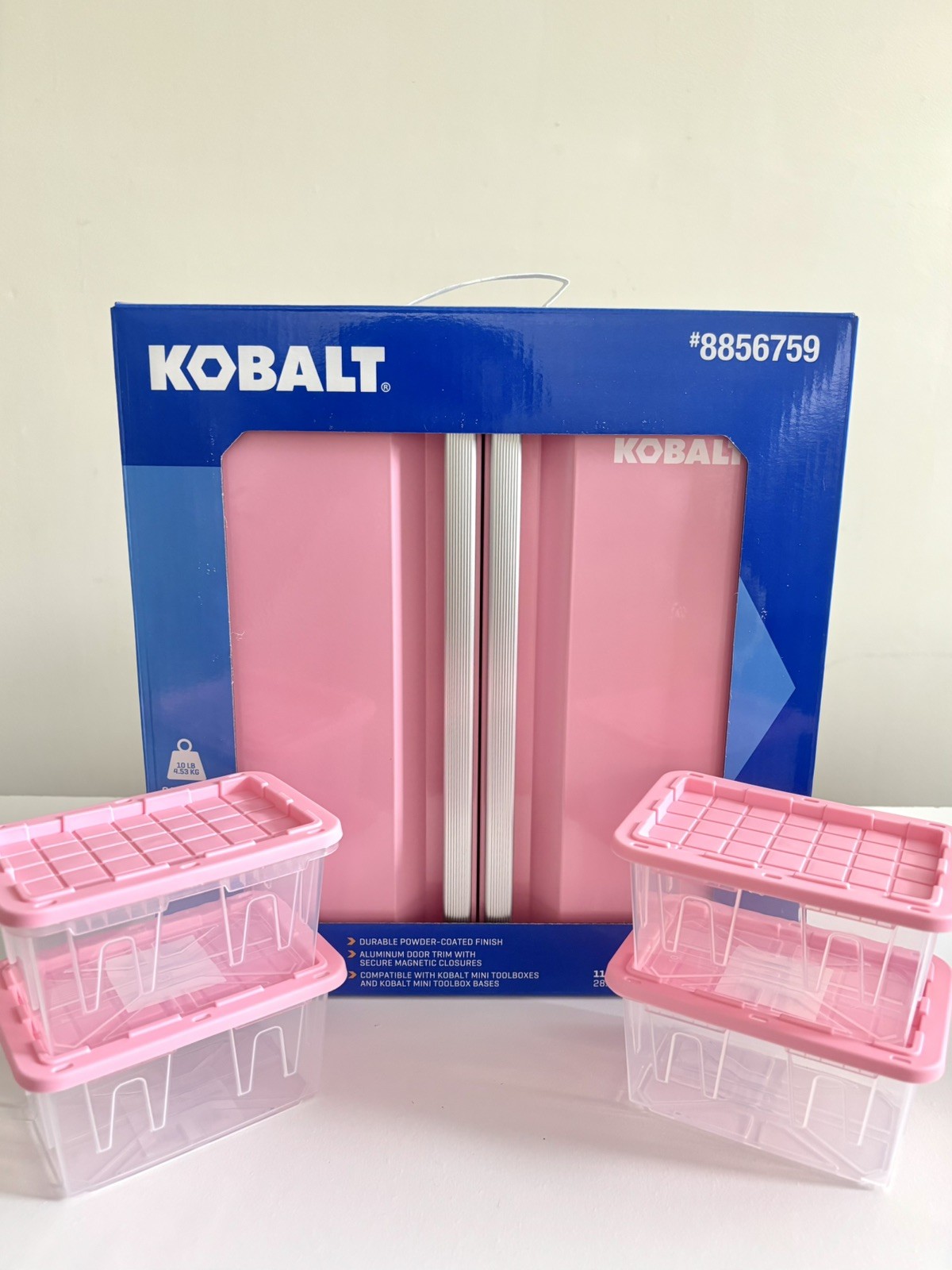 Kobalt Mini Cabinet PINK Tool Box 8856759 with 4 Pink Mini Totes Bundle NEW VHTF