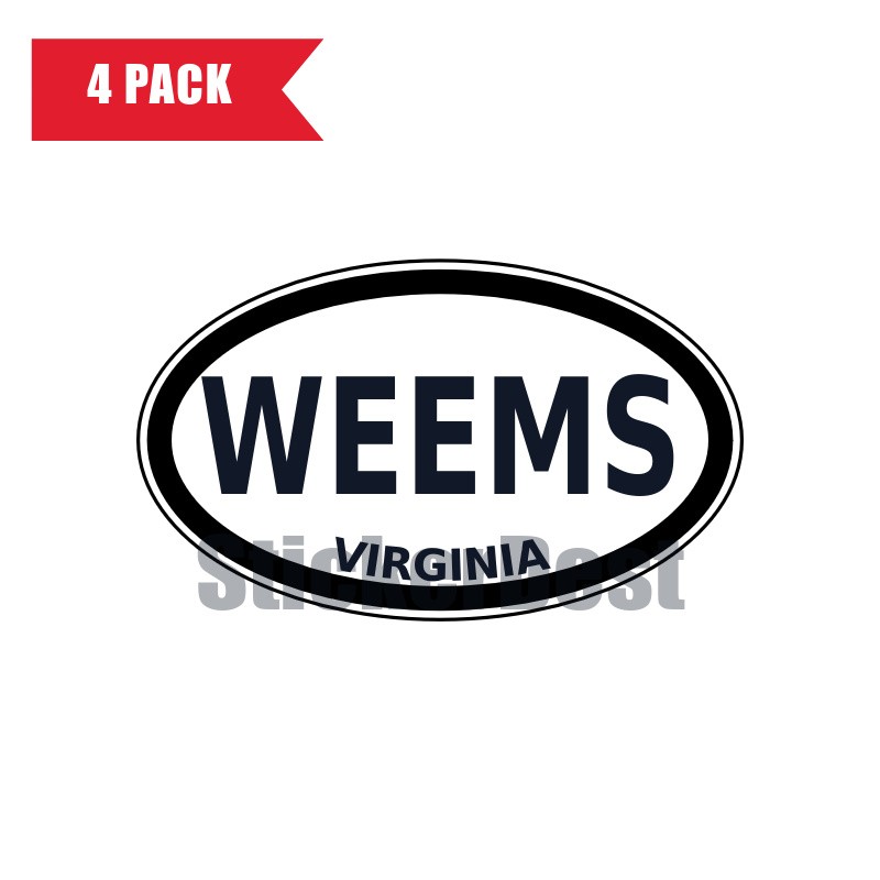 Virginia Weems Oval Sticker 4 Pack 3x2 Inch