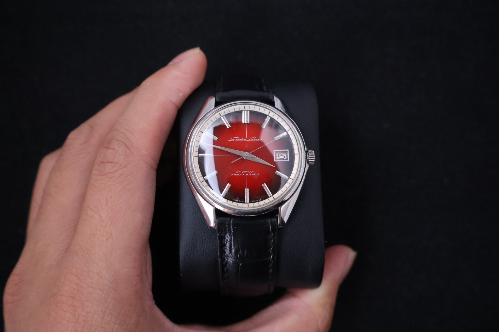 [SERVICED] Rare Vintage 1966 Seiko Skyliner Red Dial 21 Jewels 6222-8000