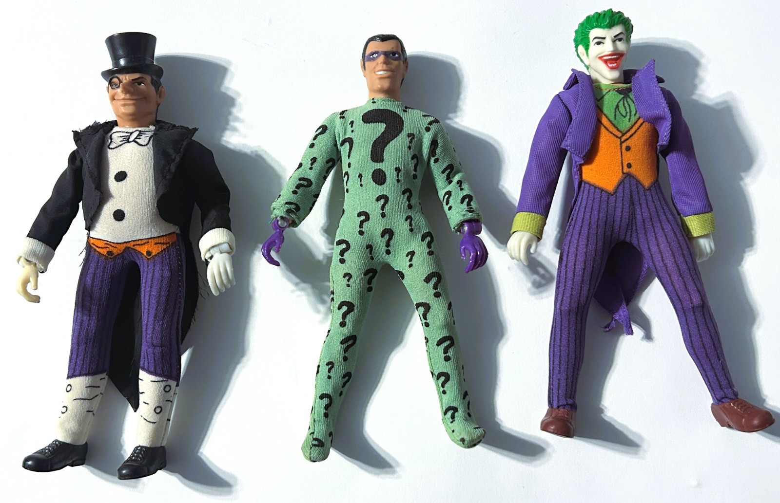 Vintage Mego Superhero Figure Lot WGSH DC Rogues Joker Penguin Riddler Clean 70s