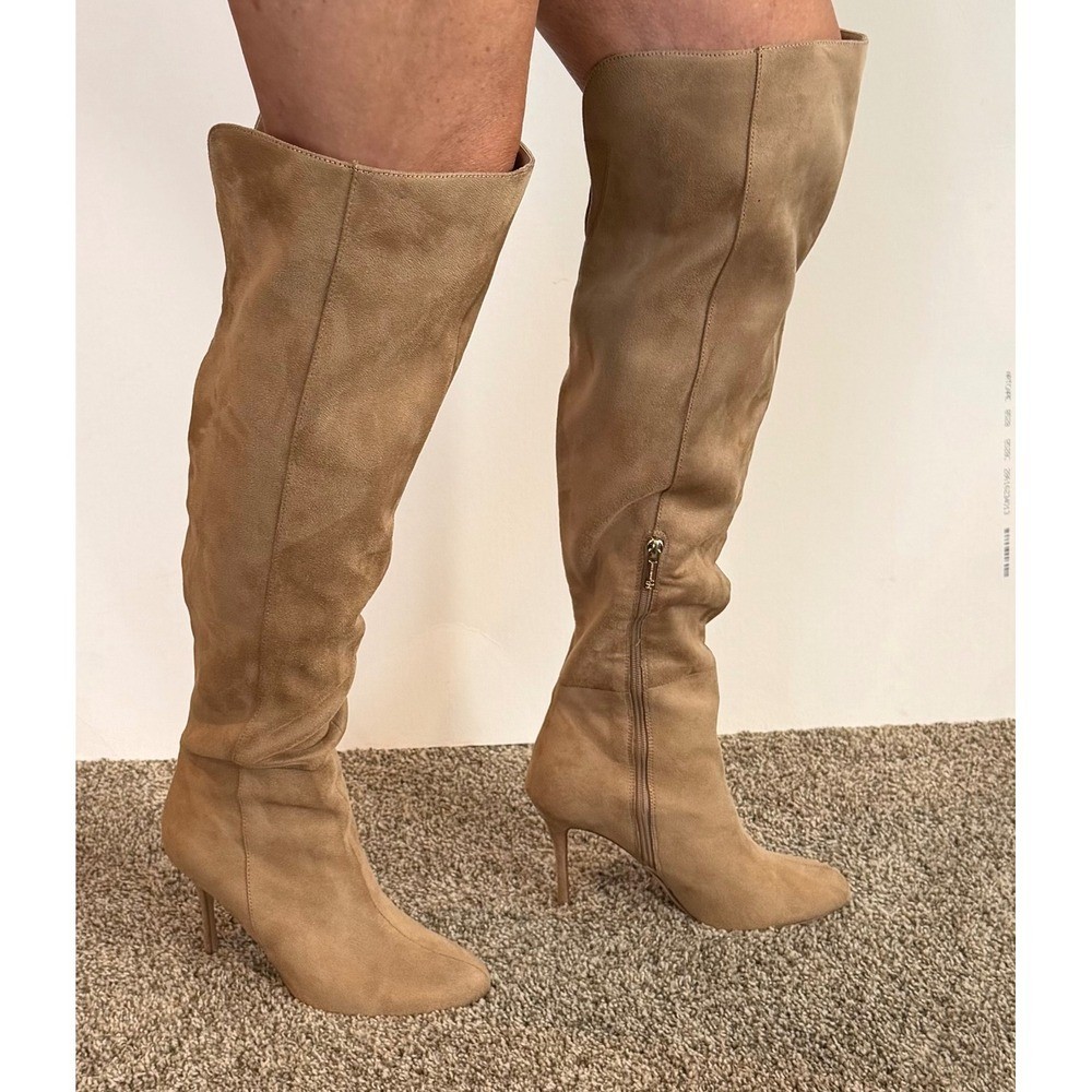 Jessica Simpson Tan Faux Suede Over The Knee Stiletto Boots Size 8M Jessica Simpson Tan Faux Suede Over The Knee Stiletto Boots Size 8M